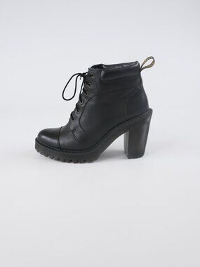 Dr. Martens Averil Black Leather Lace Up Heeled Ankle Boots US 10